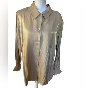 Jaclyn Smith NWT Blouse Size 18 Shimmery Gold Long Sleeve